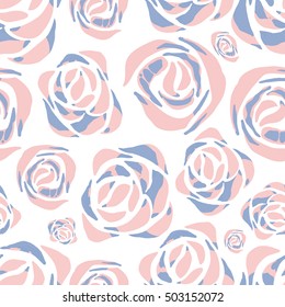 Vector abstract watercolor pattern with rose flowers. Seamless tropical blossoms. Hawaiian exotic print for swimwear. Aloha tahiti background.