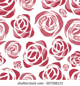 Vector abstract watercolor pattern with rose flowers. Seamless pattern with tropical blossoms. Hawaiian exotic print for swimwear. Aloha tahiti background.