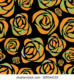 Vector abstract watercolor pattern with rose flowers. Seamless pattern with tropical blossoms. Hawaiian exotic print for swimwear. Aloha tahiti background.