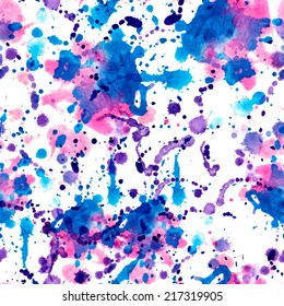 Vector abstract watercolor seamless background. Blue, cyan, magenta and pink background. Can be used for web pages, identity style, printing, textile, cards, etc.