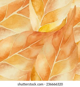 Vector abstract watercolor seamless background. Green and yellow leaves background. Can be used for web pages, identity style, printing, textile, cards, etc.