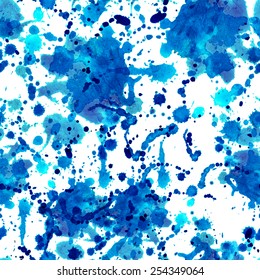 Vector abstract watercolor seamless background in cyan, blue colors. 