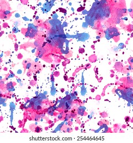 Vector abstract watercolor seamless background in pink, cyan, magenta colors. 