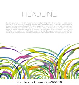 Vector abstract watercolor seamless background with tropical leaves. Design template with place for your text. 