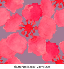 Vector abstract watercolor seamless pattern with sakura tree and rose flowers and leaves. Can be used for web pages, identity style, printing, invitations, banners. 