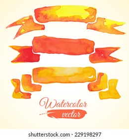 Vector abstract watercolor set of ribbons. Design template with place for your text. Can be used for banners for sale, web pages, printing, invitations, cards, etc.