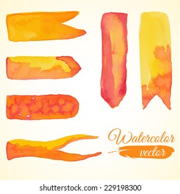 Vector abstract watercolor set of ribbons. Design template with place for your text. Can be used for banners for sale, web pages, printing, invitations, cards, etc.