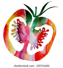 vector abstract watercolor tomato
