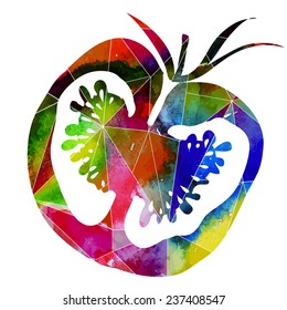 vector abstract watercolor tomato