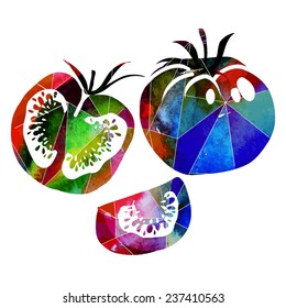 vector abstract watercolor tomato
