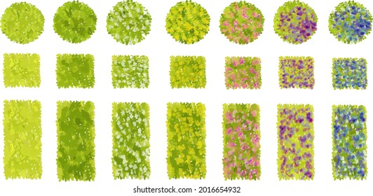 Vector of abstract watercolor tree top view isolated on white background for landscape plan and architecture layout drawing, elements for environment and garden,blossom grass,flower blooming