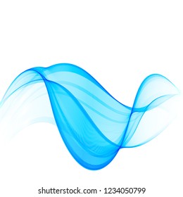Vector abstract wave background. Blue wave on white background
