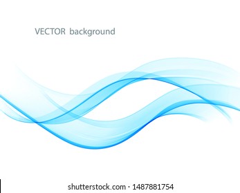 Vector abstract wave background. Blue waves on a white background.