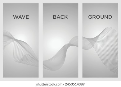 Vector abstract wave background of gray curved lines.