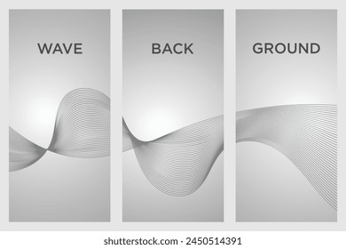 Vector abstract wave background of gray curved lines.