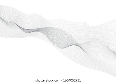 Elemento de onda abstracta vectorial, textura rayada moderna, líneas dinámicas sobre fondo blanco.