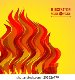 Vector abstract wave fire on yellow background