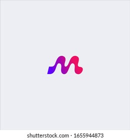 vector abstract wave letter m logo design template