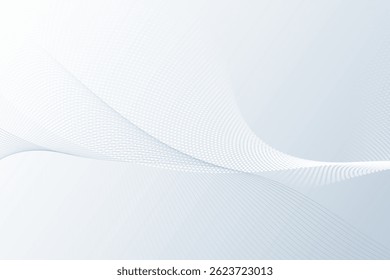 Vector abstract wave line pattern and dot line particle on white, gray color background. Modern graphic design. Flowing halftone, gradient curve shape for data futuristic, technology background