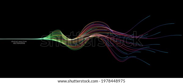 Vector abstract\
wave lines flowing dynamic in colorful spectrum colors isolated on\
black background for concept of modern, technology, digital,\
communication, science,\
music.