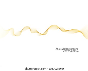 Vector of abstract wave lines gold flowing isolated on white background for design elements or separator in concept of luxury technology, science, music or modern.