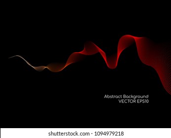 Vector of abstract wave lines red color isolated on black background for design elements in concept of technology, science, music or modern.