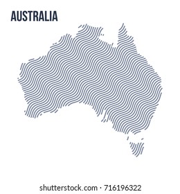 Vector abstract wave map of Australia isolated on a white background. Travel vector illustration.