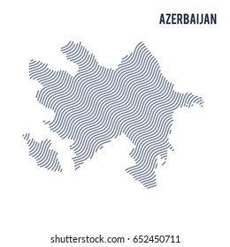 Vector abstract wave map of Azerbaijan isolated on a white background. Travel vector illustration.