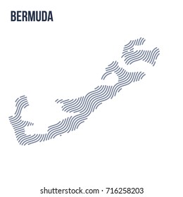 Vector abstract wave map of Bermuda isolated on a white background. Travel vector illustration.