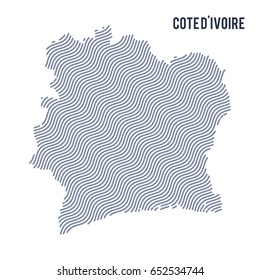 Vector abstract wave map of Cote D'ivoire isolated on a white background. Travel vector illustration.