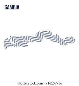 Vector abstract wave map of Gambia isolated on a white background. Travel vector illustration.