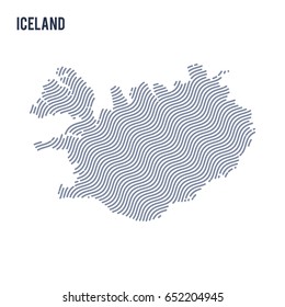 Vector abstract wave map of Iceland isolated on a white background. Travel vector illustration.