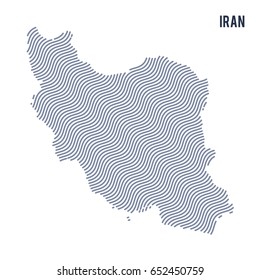 Vector abstract wave map of Iran isolated on a white background. Travel vector illustration.