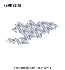 Vector abstract wave map of Kyrgyzstan isolated on a white background. Travel vector illustration.