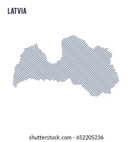 Vector abstract wave map of Latvia isolated on a white background. Travel vector illustration.