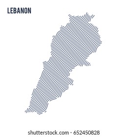 Vector abstract wave map of Lebanon isolated on a white background. Travel vector illustration.