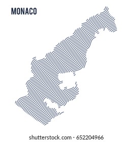 Vector abstract wave map of Monaco isolated on a white background. Travel vector illustration.