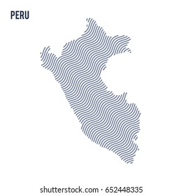Vector abstract wave map of Peru isolated on a white background. Travel vector illustration.