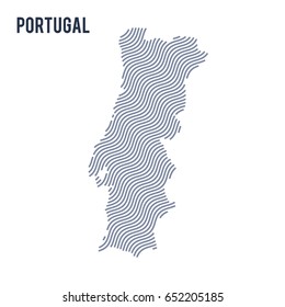 Vector abstract wave map of Portugal isolated on a white background. Travel vector illustration.