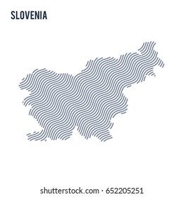 Vector abstract wave map of Slovenia isolated on a white background. Travel vector illustration.
