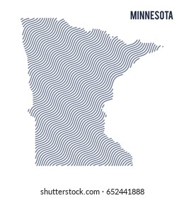 Vector abstract wave map of State of Minnesota isolated on a white background. Travel vector illustration.
