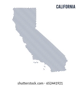 Vector abstract wave map of State of California isolated on a white background. Travel vector illustration.