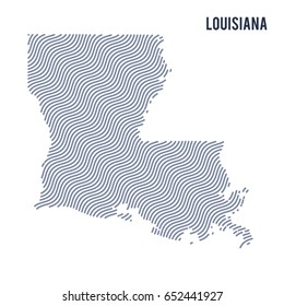 Vector abstract wave map of State of Louisiana isolated on a white background. Travel vector illustration.