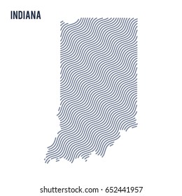 Vector abstract wave map of State of Indiana isolated on a white background. Travel vector illustration.