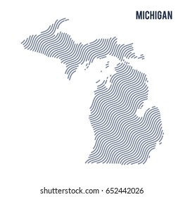 Vector abstract wave map of State of Michigan isolated on a white background. Travel vector illustration.