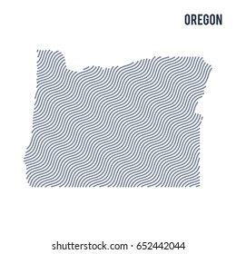 Vector abstract wave map of State of Oregon isolated on a white background. Travel vector illustration.