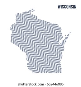Vector abstract wave map of State of Wisconsin isolated on a white background. Travel vector illustration.
