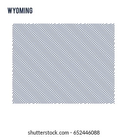 Vector abstract wave map of State of Wyoming isolated on a white background. Travel vector illustration.