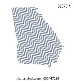 Vector abstract wave map of State of Georgia isolated on a white background. Travel vector illustration.