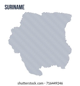 Vector abstract wave map of Suriname isolated on a white background. Travel vector illustration.